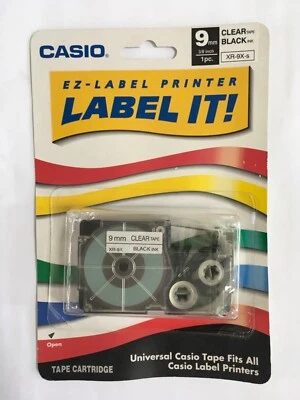 GENUINE Casio XR-9XS  3/8" Black on Clear Tape XR9XS - Image 1 of 4
