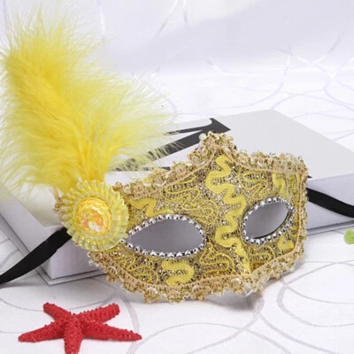 Glitter Masquerade Feather Venetian Mask Fancy Dress Party Theme Ball Eye Mask∂ - Image 1 of 4