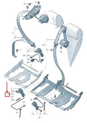 NUEVO AUDI Q8 4MN HEBILLA CINTURÓN SEGURIDAD CENTRAL TRASERO 80A858491CMNB 80A-858-491-C-MNB Foto 1 de 4