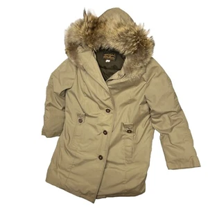 Vintage EDDIE BAUER Goose Down Coyote Fur Hooded Parka Jacket Coat Size 16 - Picture 1 of 14