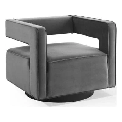 Modway Booth Modern Performance Velvet Swivel Armchair in Gray - Image 1 of 4