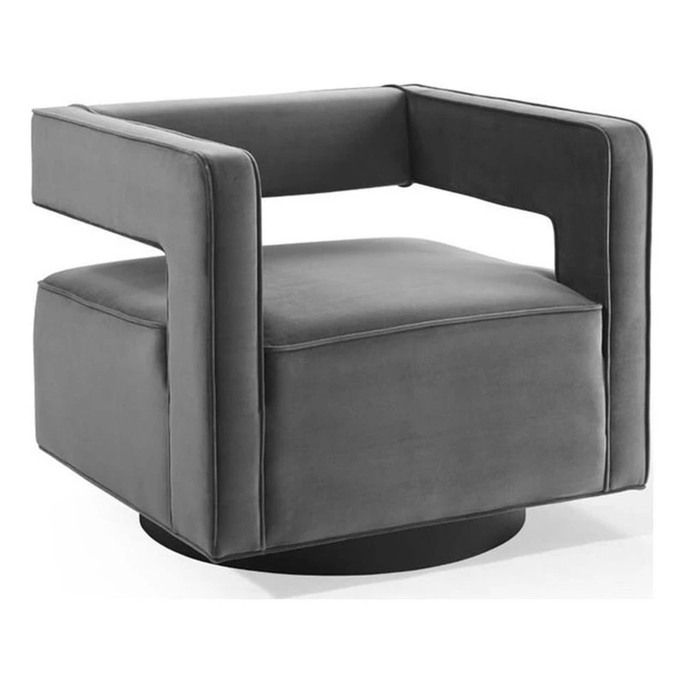Modway Booth Modern Performance Velvet Swivel Armchair in Gray - Image 1 of 4
