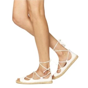 Soludos Lace Up Espadrilles Sandals Women's Beige/ Ivory Size 7.5 - Picture 1 of 16