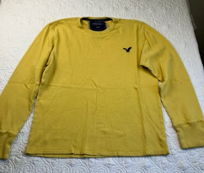 American Eagle sz LARGE Mens Long Sleeve Crew Neck Shirt Yellow - Image 1 of 4