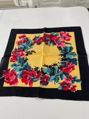 DE COLECCIÓN HANKIE - HERMOSO BORDE NEGRO CON AMARILLO SOL 14" Foto 1 de 4