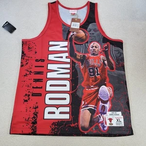 Neu Mitchell & Ness Behind The Back Burst Bulls Dennis Rodman Tank Herren Größe XL - Bild 1 von 10