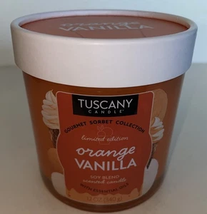 Tuscany Candle Gourmet Sorbet Collection ORANGE VANILLA 12 Oz Triple Wick Candle - Picture 1 of 5