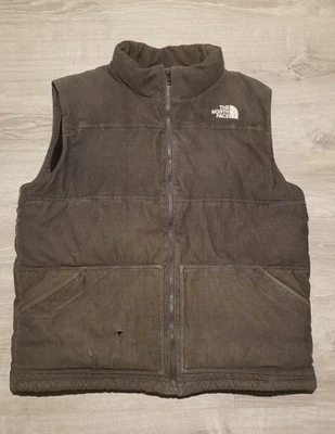 Chaleco acolchado gris vintage The North Face de pana polar con cremallera talla grande Foto 1 de 4