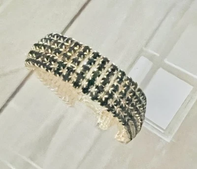 Gold Tone Emerald Dark Green Crystal Rhinestone Mesh Chain Pave Bracelet NEW - Image 1 of 4