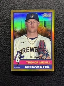 TREVOR MEGILL 2025 Topps Heritage Baseball Brewers SSP Gold Chrome # /50 - Picture 1 of 2