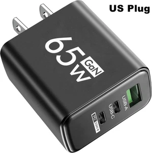 Cargador rápido 3 puertos USB PD tipo C adaptador de carga rápida enchufe universal EE. UU. - Imagen 1 de 6
