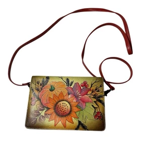 ANUSCHKA PurseCrossbody Genuine Leather Harvest Ball Pumpkin Purse Vibrant Bold - Picture 1 of 8
