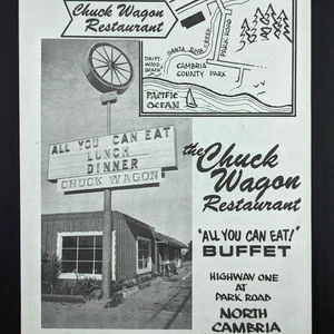 Chuck Wagon Restaurant Buffet Vintage Advertising Menu Flyer Cambria California - Picture 1 of 3