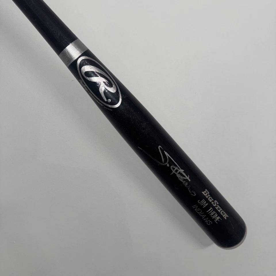 Бейсбольная бита с автографом Джима Тома Роулингса 34 дюйма Indians mlb  - Изображение 1 из 4