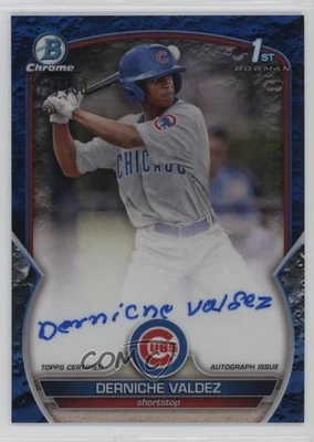 2023 Bowman Chrome Blue Lunar Crater Refractor /150 Derniche Valdez Auto - Image 1 of 3