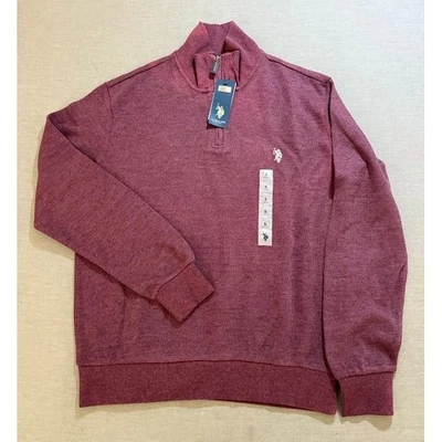 US Polo Assn Mens Quarter Zip Pullover Sweater Burgundy Size Small NWT - Image 1 of 4