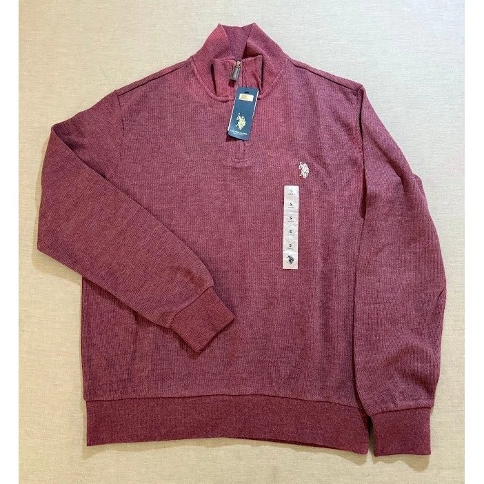 US Polo Assn Mens Quarter Zip Pullover Sweater Burgundy Size Small NWT - Image 1 of 4