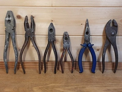 Vintage Engineers Pliers 6 X Pairs Different Sizes And Styles Collectors Bundle - Image 1 of 4