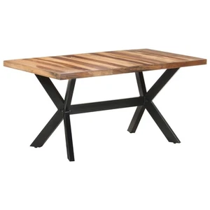 Solid Wood Dining Table Industrial Rustic Leg Timber Kitchen Cafe Desk Rectangle - Picture 1 of 10