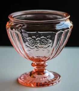 Anchor Hocking Pink Mayfair Open Rose Candy Dish Comport No Lid Depression Glass - Picture 1 of 6