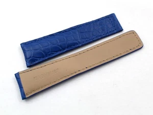 Cinturino Tag Heuer Vero Coccodrillo Blu Lapis 22/18mm Alta Qualità Deployante - Picture 1 of 4