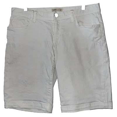 CAbi Women's White Denim Boyfriend Sz 8 Shorts Cotton Stretch Pockets Style 419 - Image 1 of 4