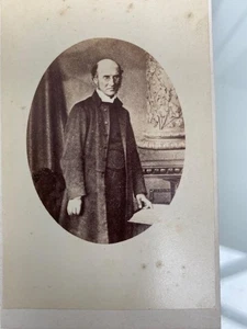 CDV PHOTOGRAPH By Joseph Sharpe SOUTHAMPTON BALDING MAN IN LONG COAT  GLASSES - Picture 1 of 2