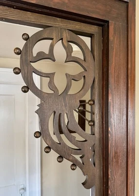 Juego de abanico de esquina victoriano Art Nouveau palo y bola calado Foto 1 de 4