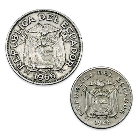 Lot of 2 Vintage Ecuador Coins 5 Centavos 1946 & 20 Centavos 1966 #CAM7179 Cover
