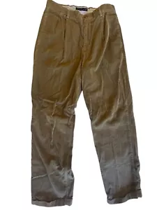 Tommy Hilfiger Pantalones Beige Para Hombre 33X32 Pana Plisado Puño Pierna Recta Y2K - Imagen 1 de 9