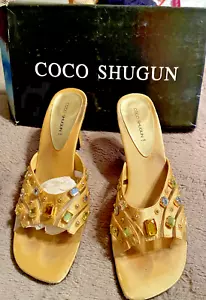 Coco Shugun High Heel Shoes Gold With Rhinestones Size 8.5M - New In Box - Picture 1 of 4
