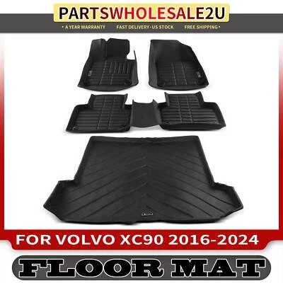 4x Front and Rear Side Black Floor Mats for Volvo XC90 2016 2017 2018 2019-2024 - Image 1 of 4