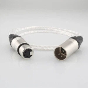 Silver Plated 4-Pin XLR Male to Female OCC Audio Headphone Extension Cable - Picture 1 of 1