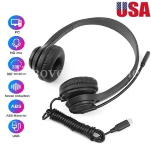 Noise Cancelling Headset For PC Call Centre Headphones With Mic USB or 3.5mm USA - Picture 1 of 27