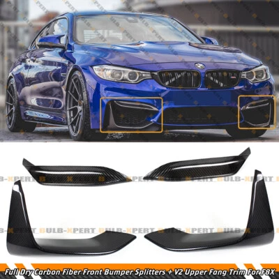 Divisor inferior delantero de fibra de carbono para BMW F8X M3 M4 15-19 + parachoques V2 colmillo superior Foto 1 de 4