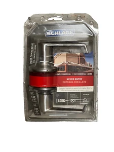 Schlage Light Commercial Keyed Entry Door handle, Satin Chrome - Picture 1 of 2