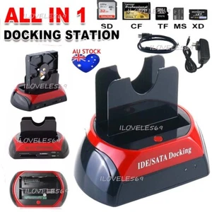 Dual USB IDE 2.0 3.0 HDD Docking Station Hard Disk Drive Dock Card Reader SATA - Picture 1 of 24