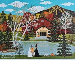 Jane Wooster Scott "Ghost and Goblins" Hand signed Halloween Lithograph art - Picture 1 of 14