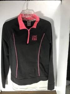PINK Victoria's Secret Quarter Zip Jacket Womens S Black/Pink Activewear - Picture 1 of 7