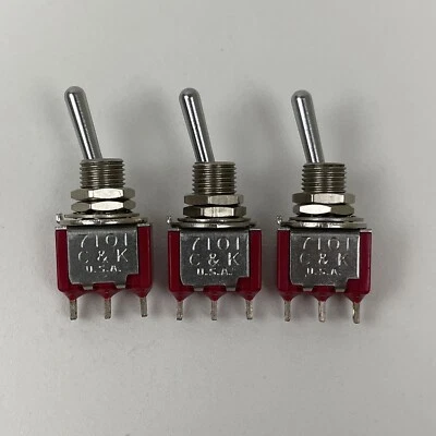 (Qty 3) C&K 7101 Miniature Toggle Switch Instrument Panel 120v 5a - NOS - Image 1 of 4