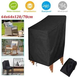 Cubierta de silla impermeable respaldo alto exterior patio jardín muebles almacenamiento cubierta - Imagen 1 de 9