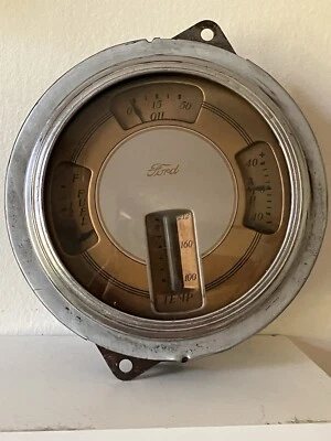 1937 1938 1939 ~ Original FORD Deluxe Oil Fuel Temperature Dash Instrument Gauge Foto 1 de 4