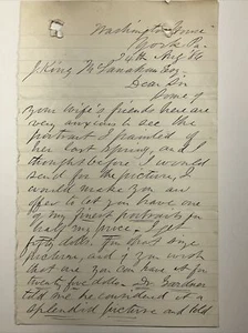 Carta manuscrita Jeremy Wilson 1886 York, Pennsylvania - Imagen 1 de 5