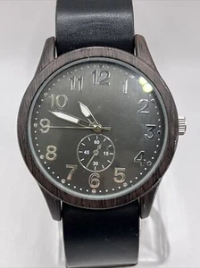 Reloj de cuarzo George para hombre imitación madera 43 mm caja correa negra - batería nueva - Imagen 1 de 9