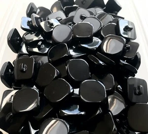 22mm Square 28mm Diag Black Polished Shank Coat Jacket Button Buttons (Y40) - Picture 1 of 1