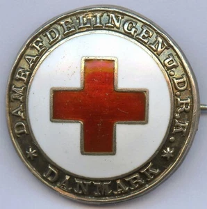 Denmark Danish Red Cross U. D. R. K. Silver 925 Badge Brooch 27mm !!! - Picture 1 of 3