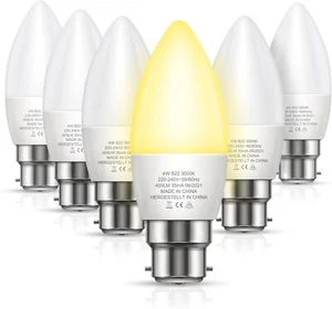LED Bayonet Candle B22 Light Bulbs 6 pack  40W Lamp Warm White 4W Energy Saving - Picture 1 of 9