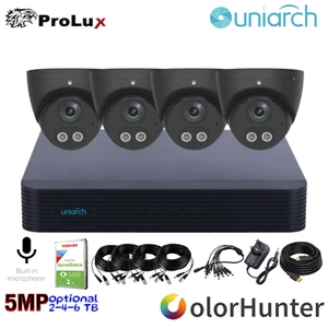 Uniarch 5 MP 4CH DVR CCTV Kit Vollfarb Nachtsicht Kameras Audio IP67 HDD Schwarz - Bild 1 von 18