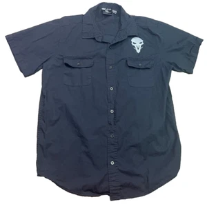 Overwatch Reaper Button Up Short Sleeve Black Shirt Size Small Skull Ultimate - Picture 1 of 5