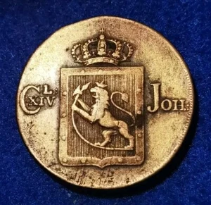 NORWAY / NORWAY / NORGES - CARL XIII - 1 Skilling Species 1820 BRONZE RARE! - Picture 1 of 2